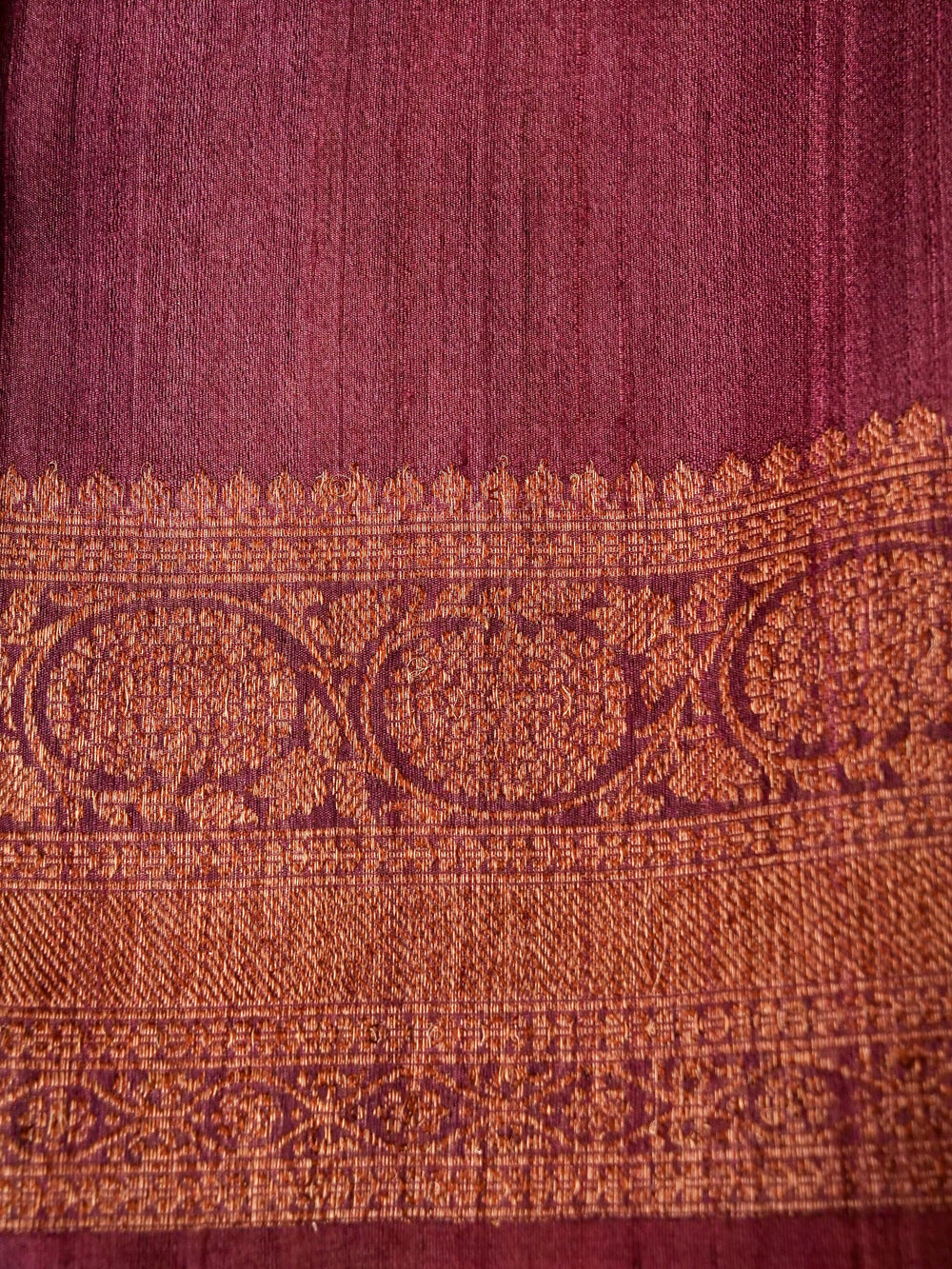 Handwoven Brown Banarasi Tussar Silk Saree