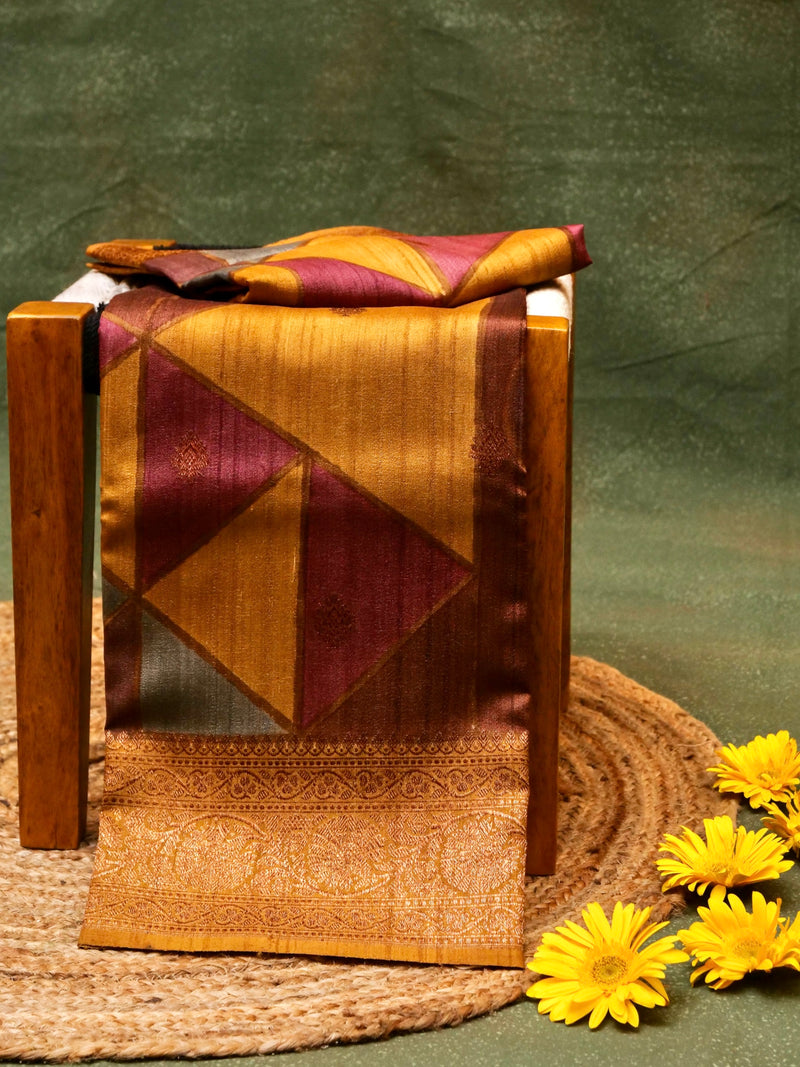 Handwoven Rangkat Banarasi Tussar Silk Saree