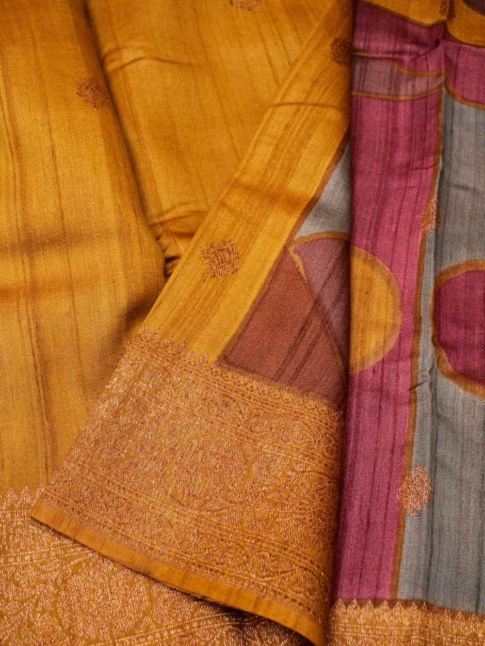 Handwoven Rangkat Banarasi Tussar Silk Saree