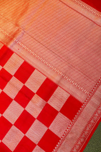 Handwoven Red Banarasi Tussar Silk Saree