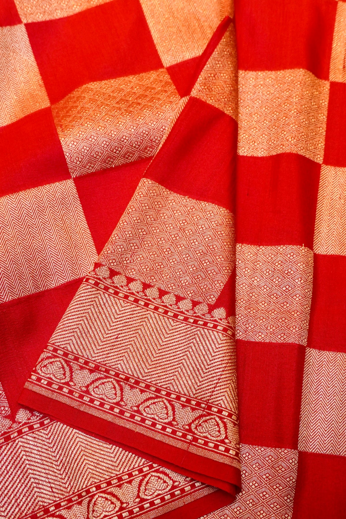 Handwoven Red Banarasi Tussar Silk Saree