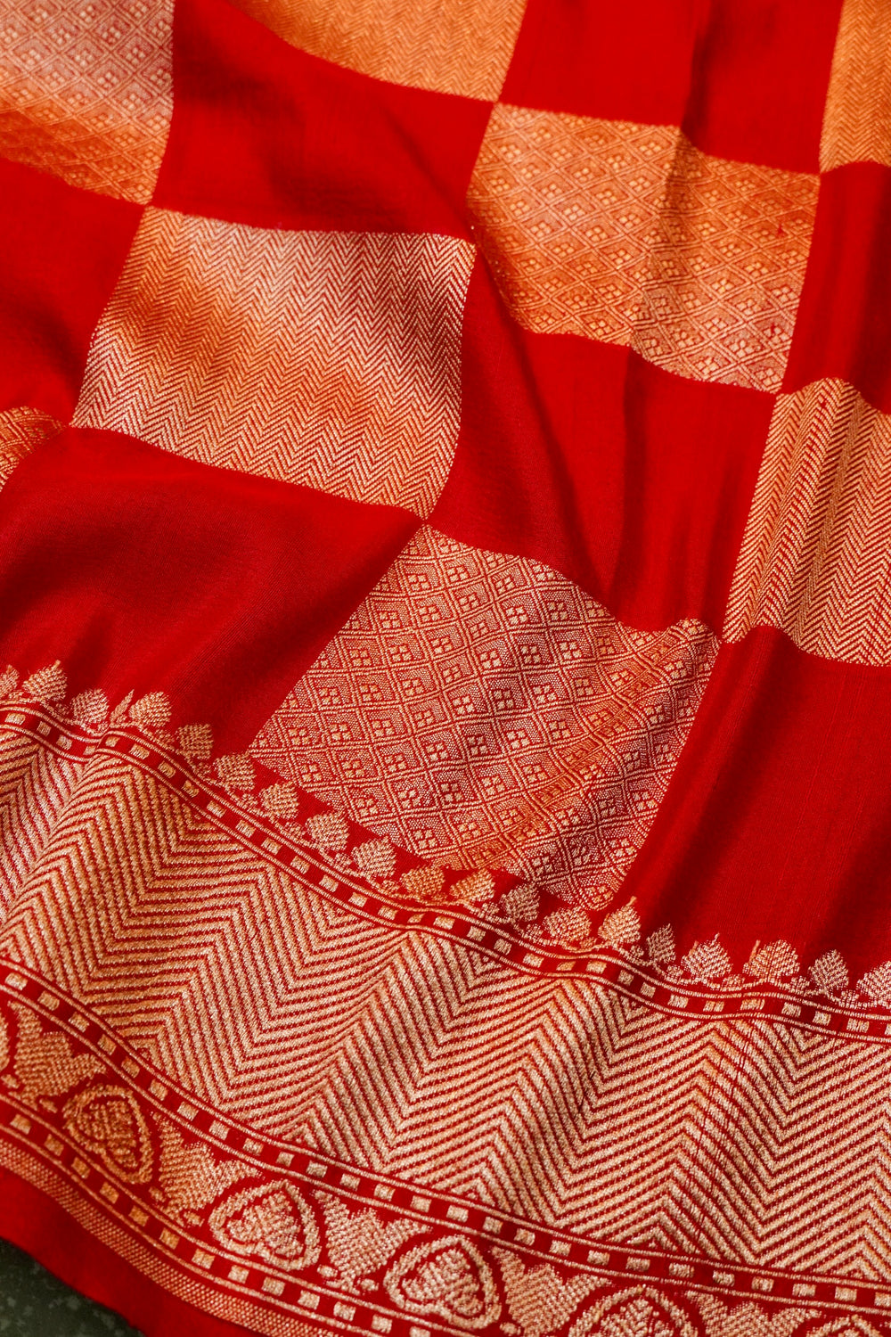 Handwoven Red Banarasi Tussar Silk Saree