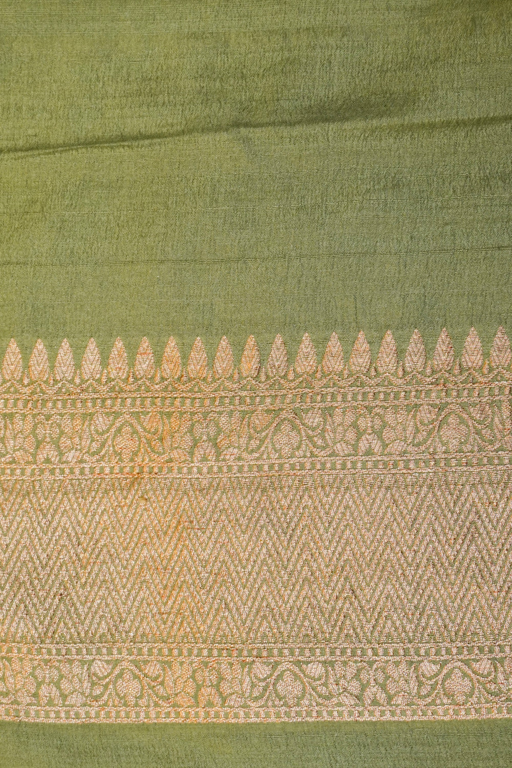 Handwoven Pastel Green Banarasi Tussar Silk Saree