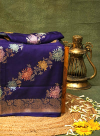 Handwoven Violet Banarasi Katan Silk Saree