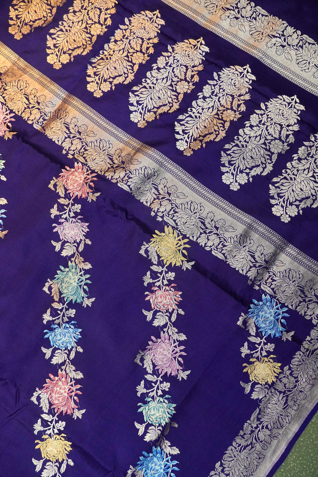 Handwoven Violet Banarasi Katan Silk Saree