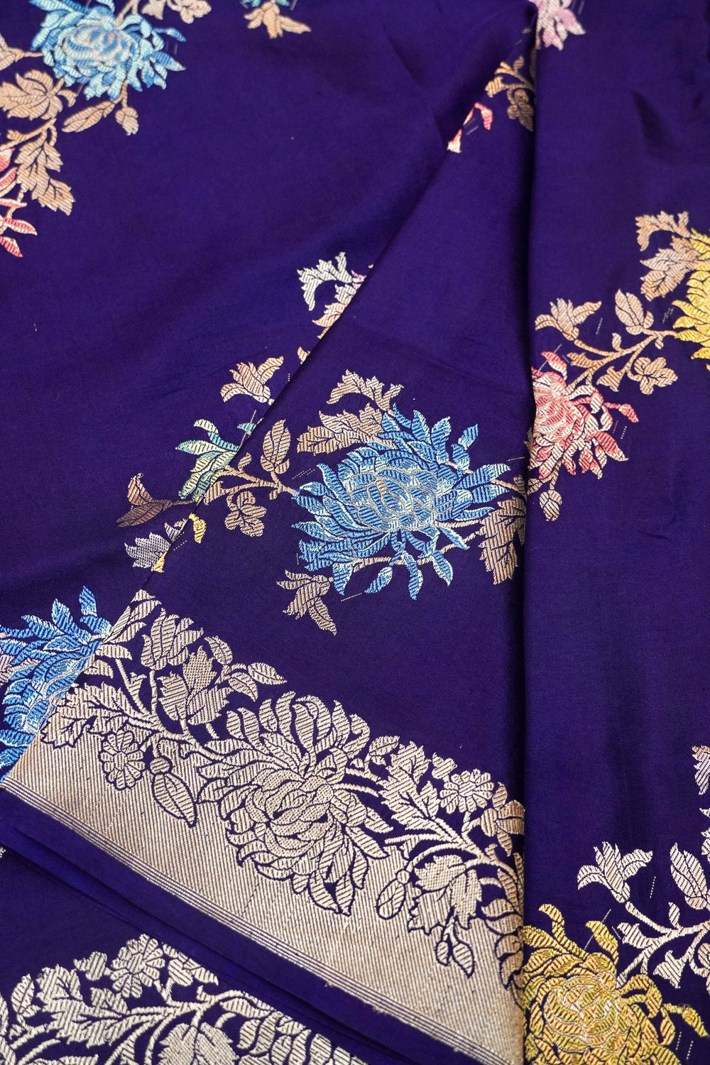 Handwoven Violet Banarasi Katan Silk Saree