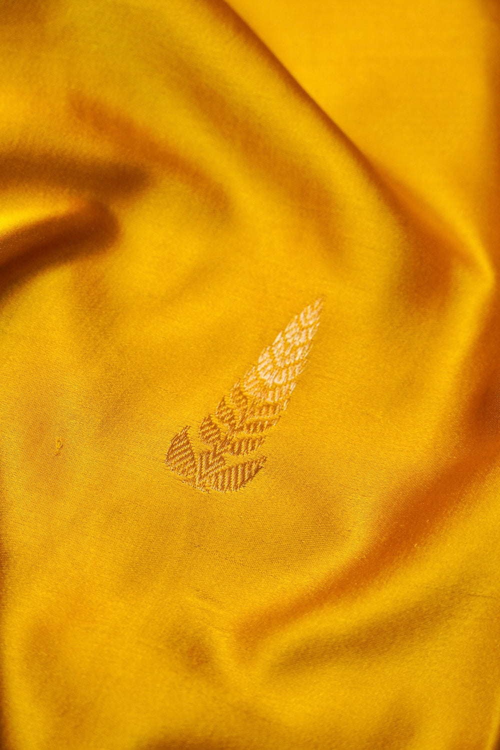 Handwoven Mustard Yellow Banarasi Mashru Silk Saree