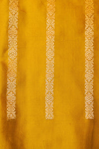 Handwoven Mustard Yellow Banarasi Mashru Silk Saree