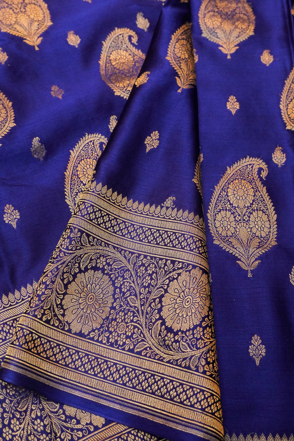 Handwoven Blue Banarasi Mashru Silk Saree