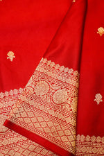 Handwoven Red Banarasi Mashru Silk Saree