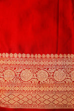 Handwoven Red Banarasi Mashru Silk Saree