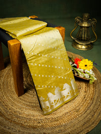 Handwoven Yellow Banarasi Chiniya Silk Saree