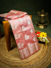 Handwoven Peach Banarasi Chiniya Silk Saree