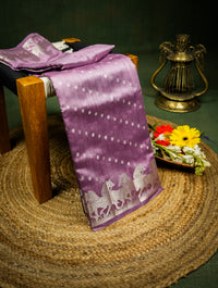 Handwoven Purple Banarasi Chiniya Silk Saree