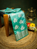 Handwoven Aqua Blue Banarasi Chiniya Silk Saree