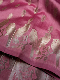 Handwoven Pink Banarasi Chiniya Silk Saree