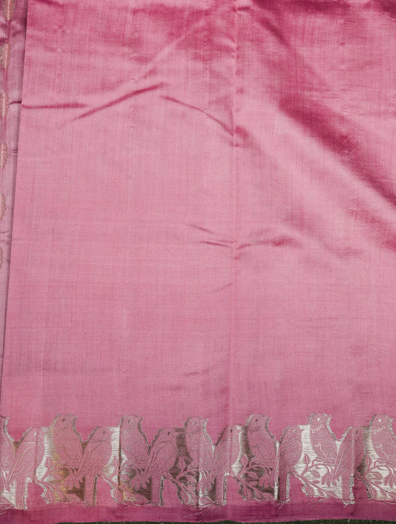 Handwoven Pink Banarasi Chiniya Silk Saree