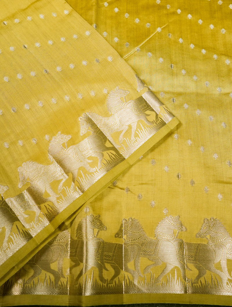 Handwoven Yellow Banarasi Chiniya Silk Saree