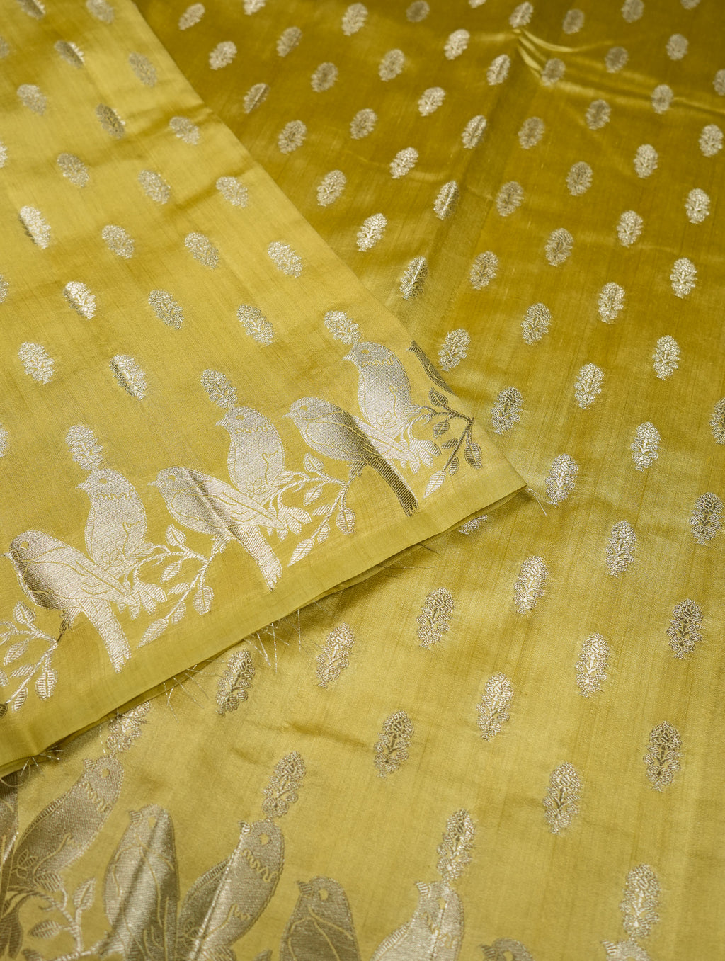 Handwoven Mustard Yellow Banarasi Chiniya Silk Saree