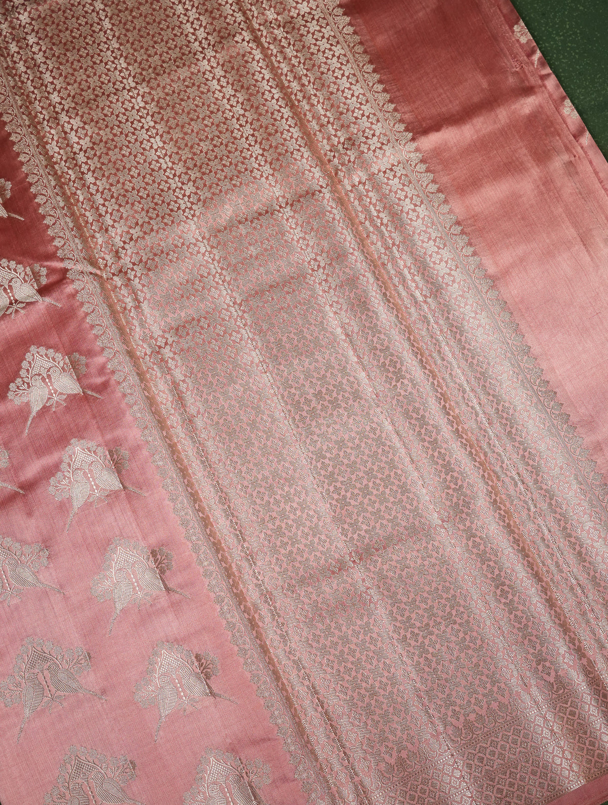 Handwoven Peach Banarasi Chiniya Silk Saree