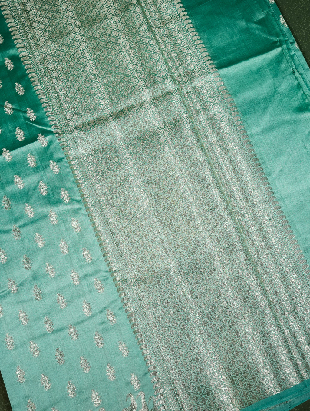 Handwoven Aqua Blue Banarasi Chiniya Silk Saree