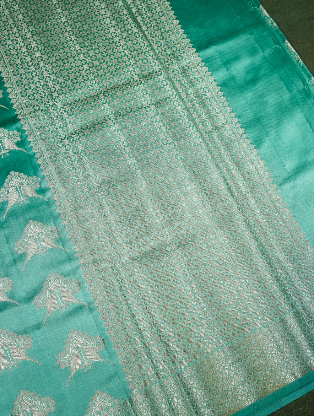 Handwoven Aqua Blue Banarasi Chiniya Silk Saree