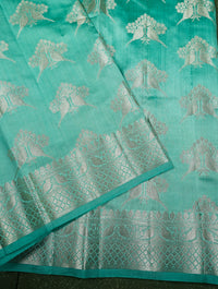 Handwoven Aqua Blue Banarasi Chiniya Silk Saree