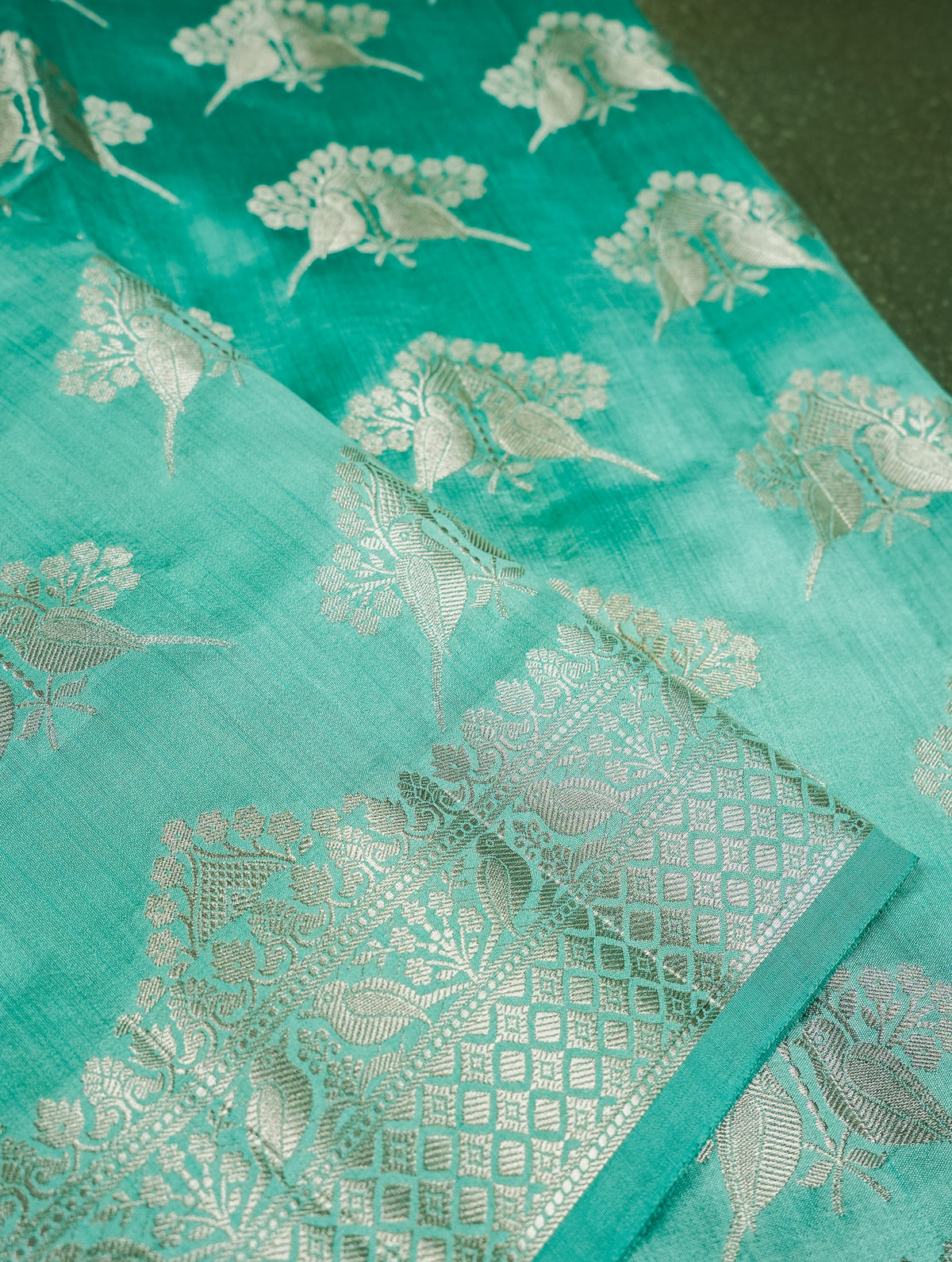 Handwoven Aqua Blue Banarasi Chiniya Silk Saree