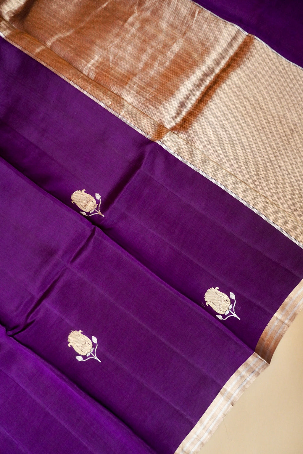Handwoven Purple Banarasi Soft Silk Saree