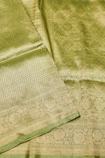 Handwoven Pista Green  Banarasi Katan Soft Silk Saree