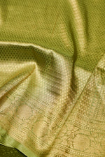 Handwoven Pista Green  Banarasi Katan Soft Silk Saree