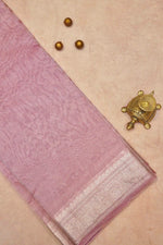 Handwoven Onion Pink Banarasi Tissue Silk Saree