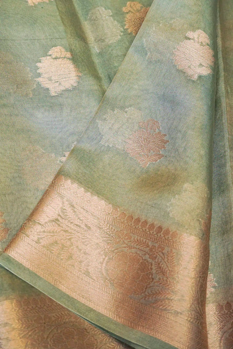 Handwoven Sky Blue Banarasi Tissue Silk Saree