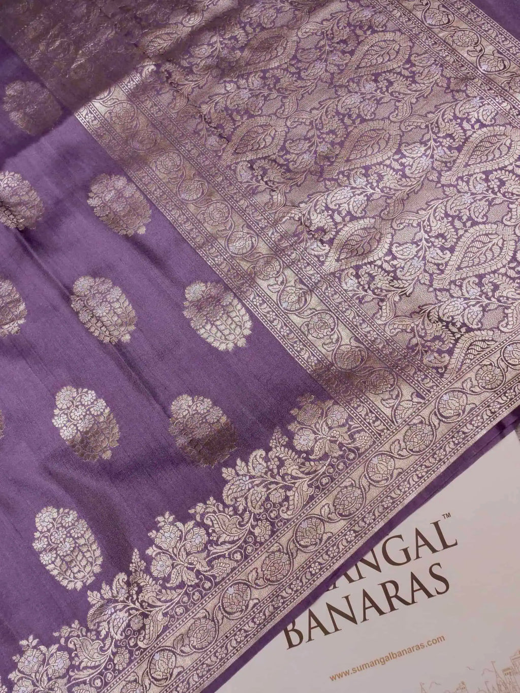 Handwoven Dark Purple Banarasi Tussar Silk Saree