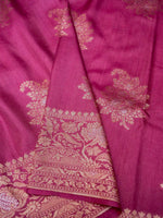 Handwoven Pink Banarasi Tussar Silk Saree
