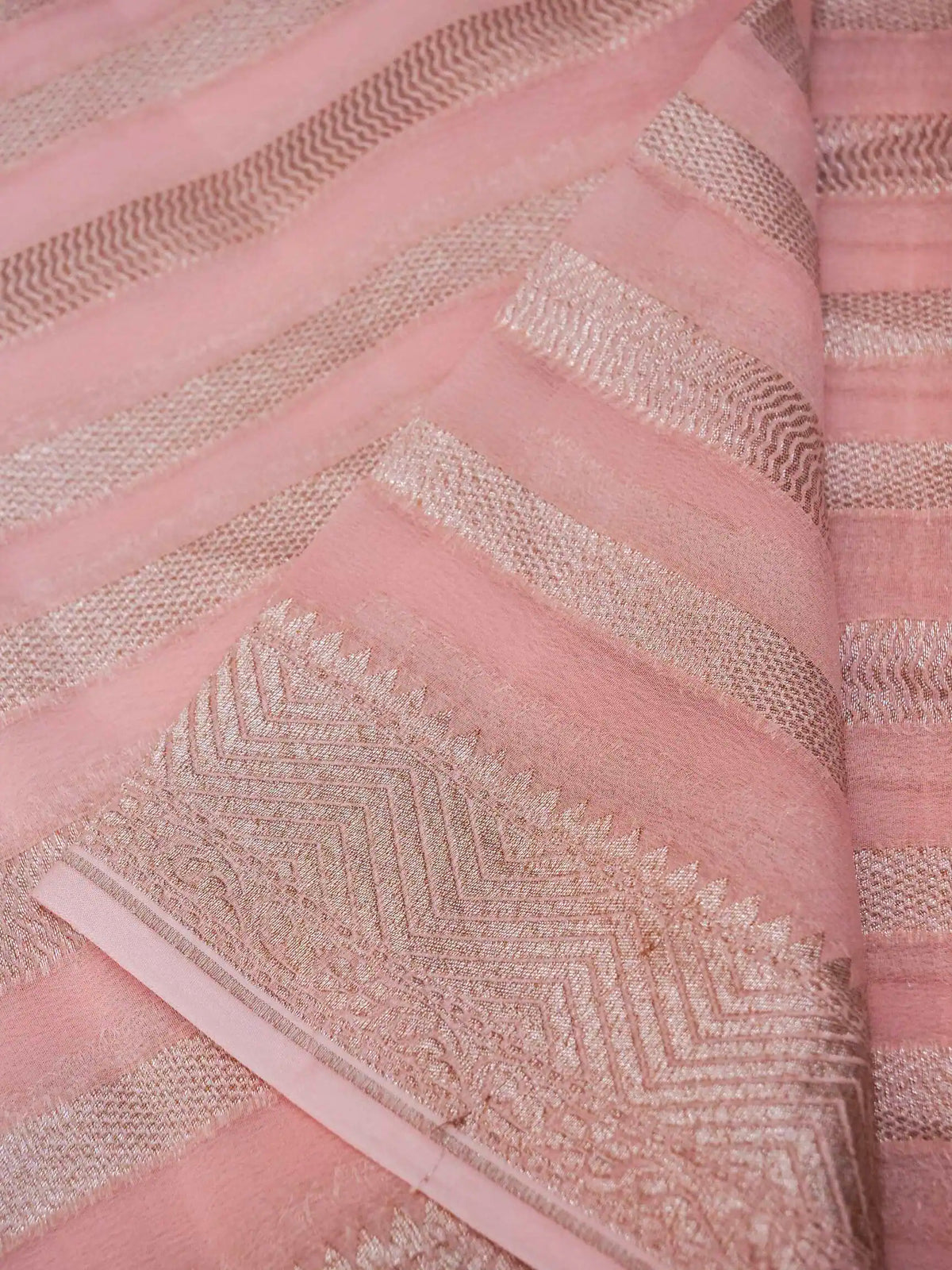 Handwoven Pink Banarasi Khaddi Georgette Saree