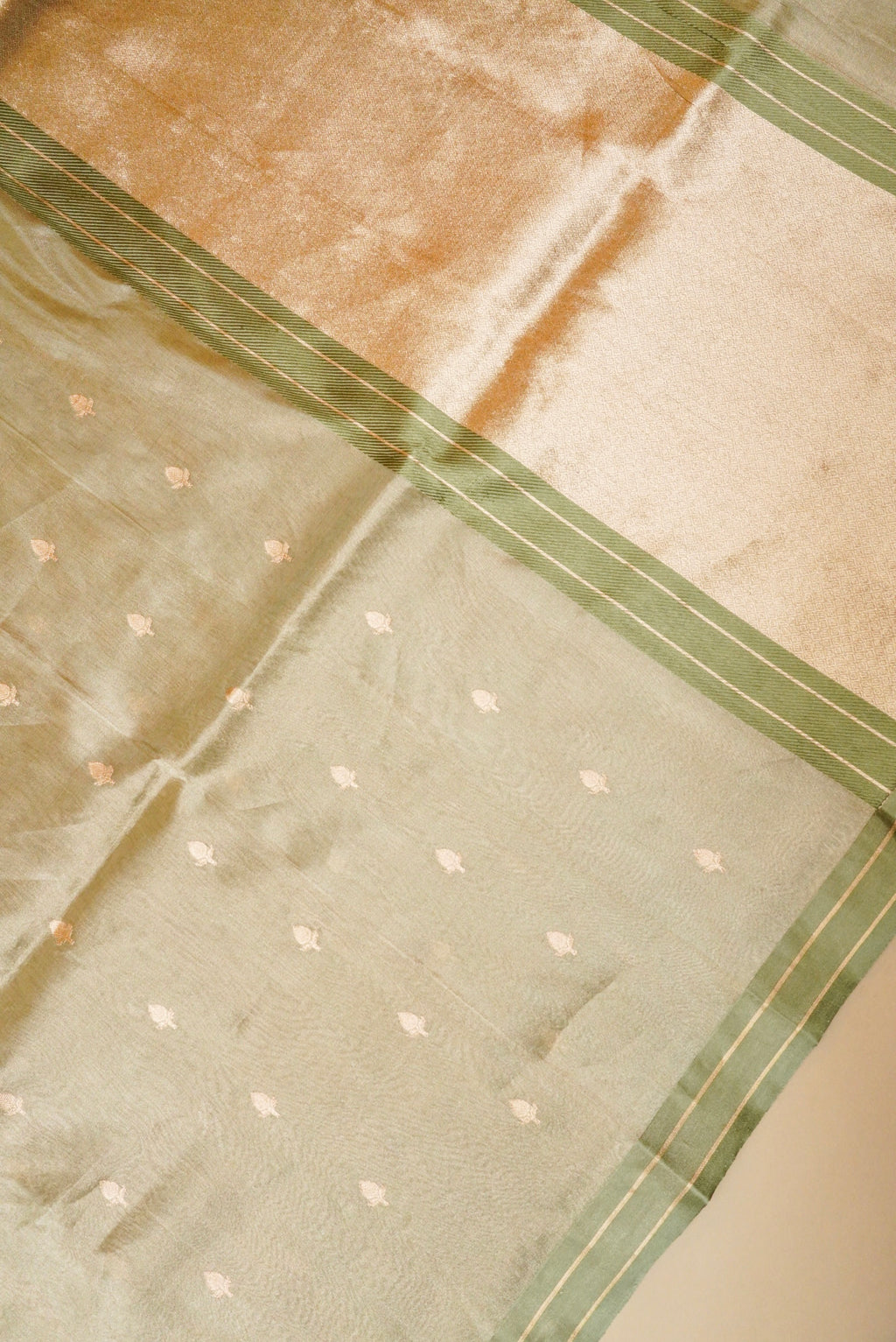Handwoven Pastel Green Banarasi Tissue Silk Saree