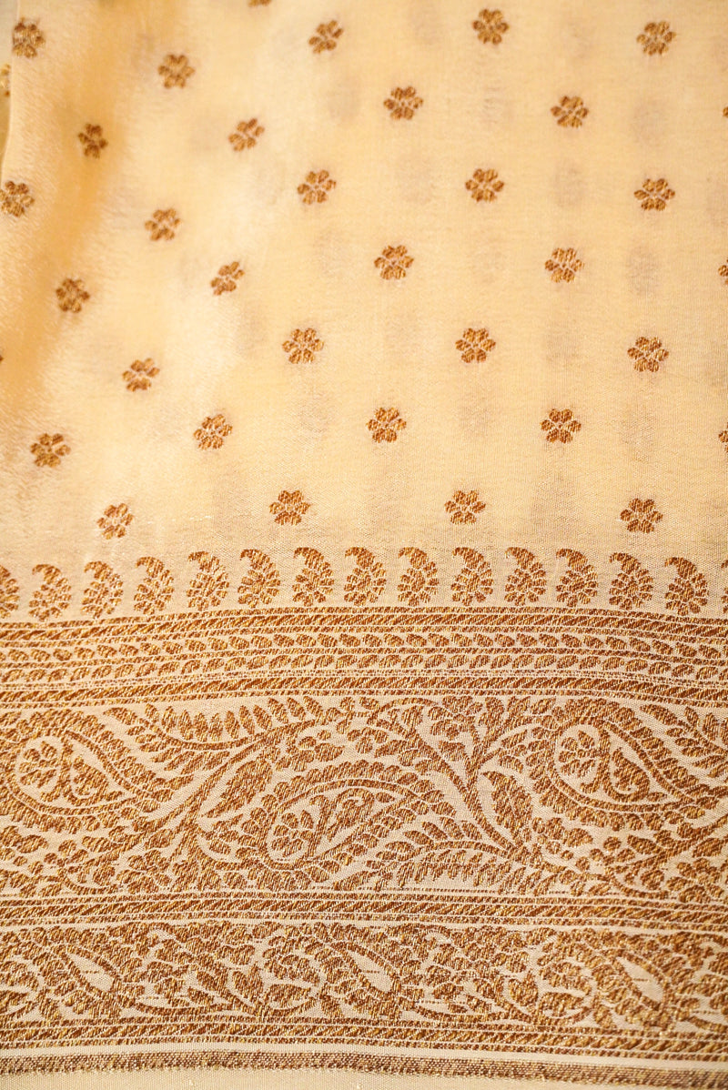 Handwoven White Banarasi Crepe Georgette Saree