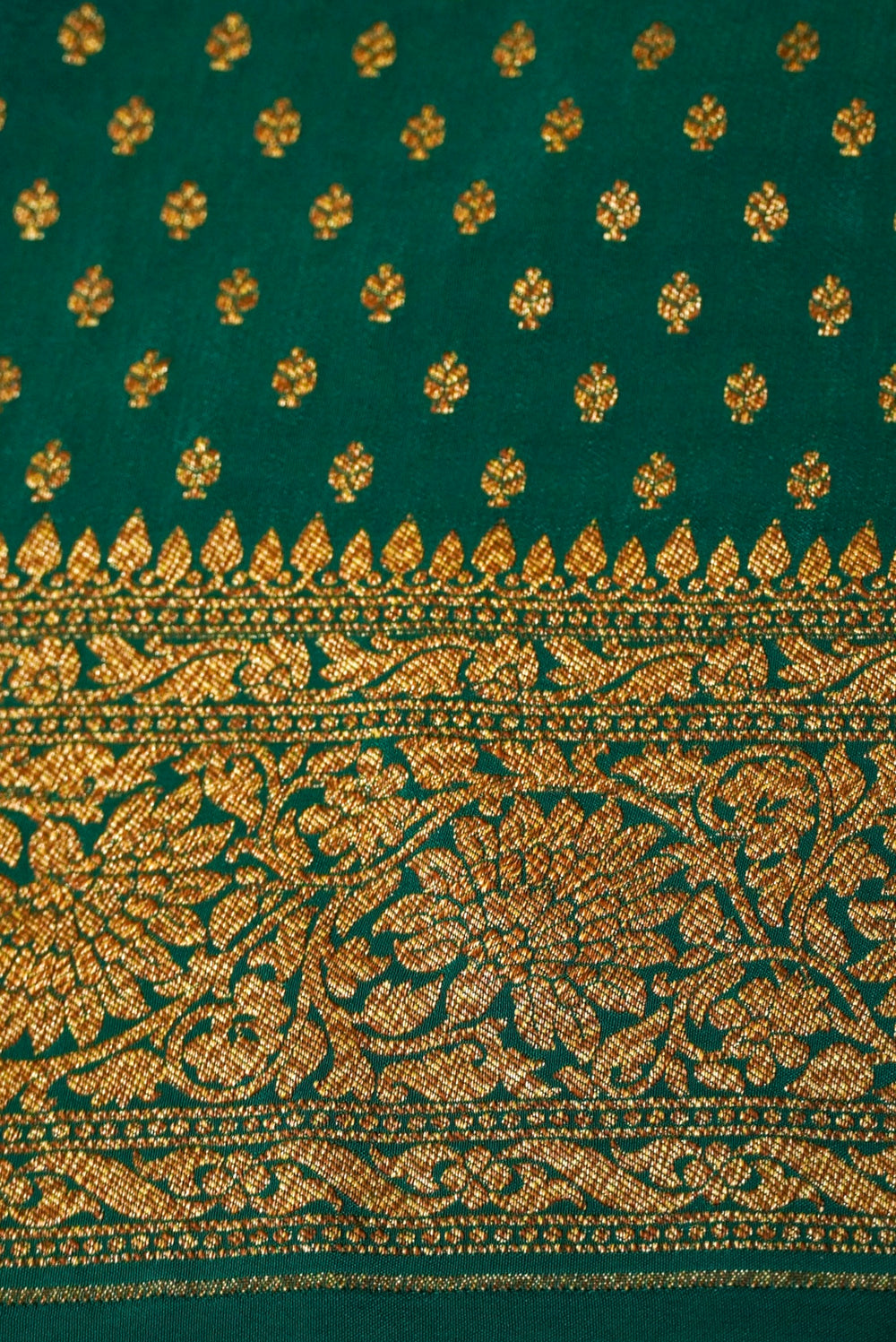 Handwoven Green Banarasi Crepe Georgette Saree