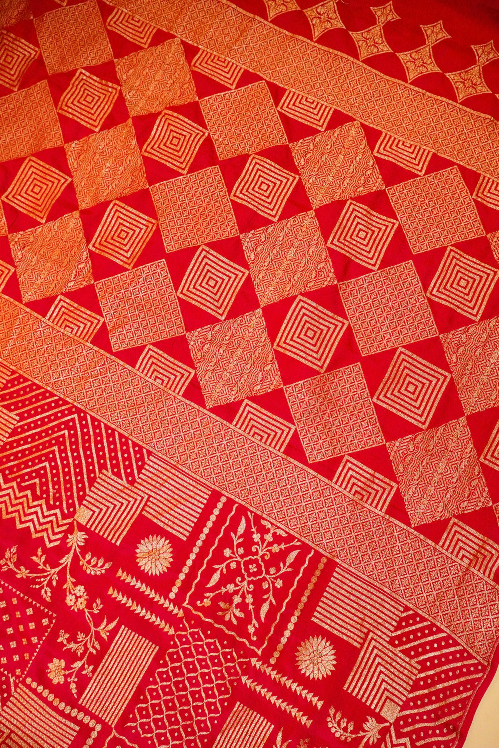 Handwoven Red Banarasi Crepe Georgette Saree