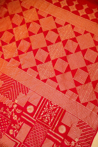 Handwoven Red Banarasi Crepe Georgette Saree