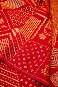 Handwoven Red Banarasi Crepe Georgette Saree