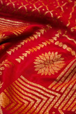 Handwoven Red Banarasi Crepe Georgette Saree