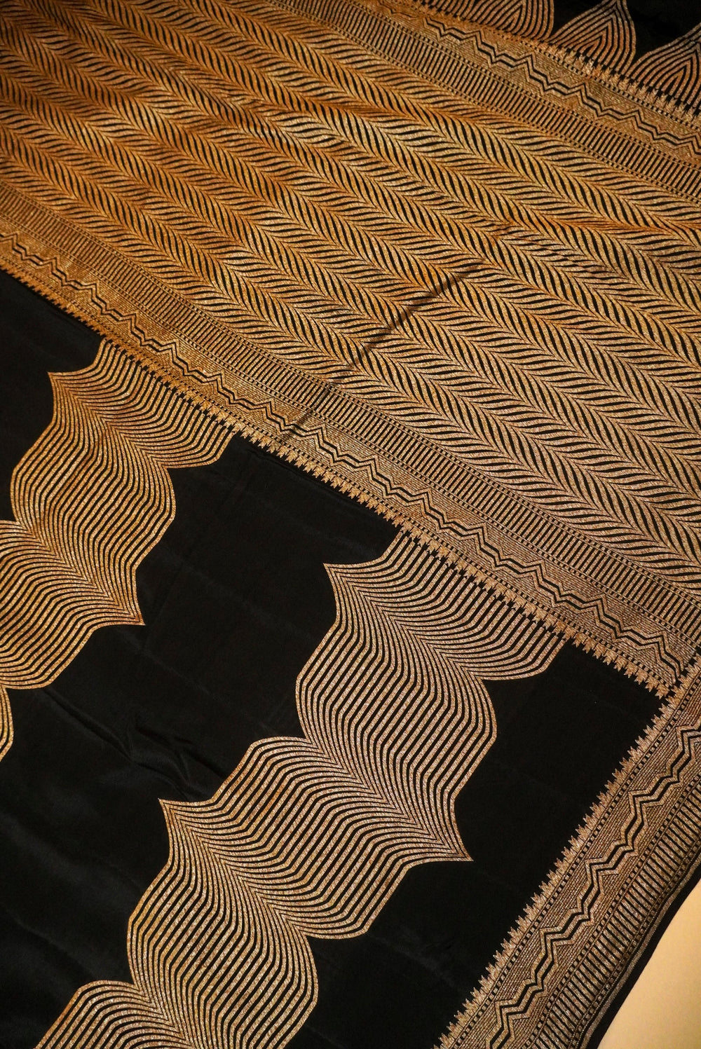 Handwoven Black Banarasi Crepe Georgette Saree