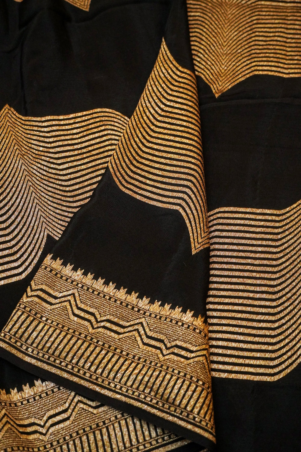 Handwoven Black Banarasi Crepe Georgette Saree