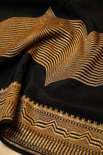 Handwoven Black Banarasi Crepe Georgette Saree