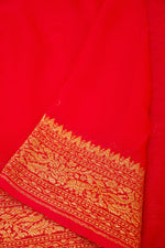 Handwoven Red Banarasi Crepe Georgette Saree