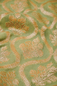 Handwoven Green Banarasi Khaddi Georgette Saree