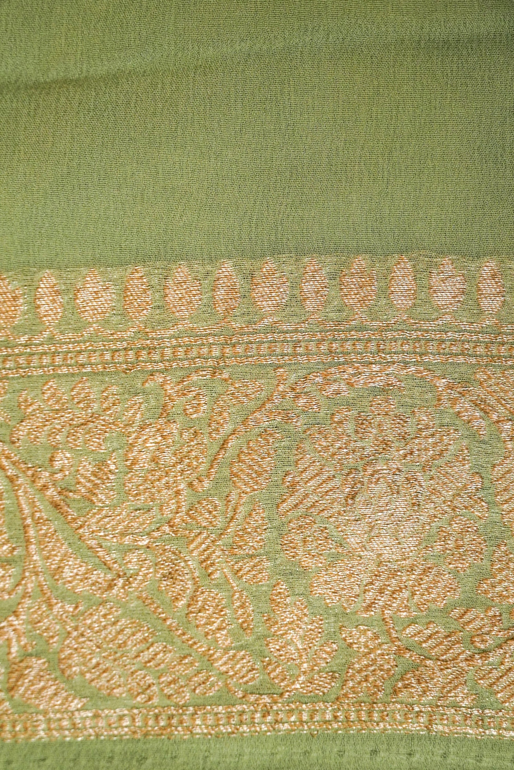 Handwoven Green Banarasi Khaddi Georgette Saree