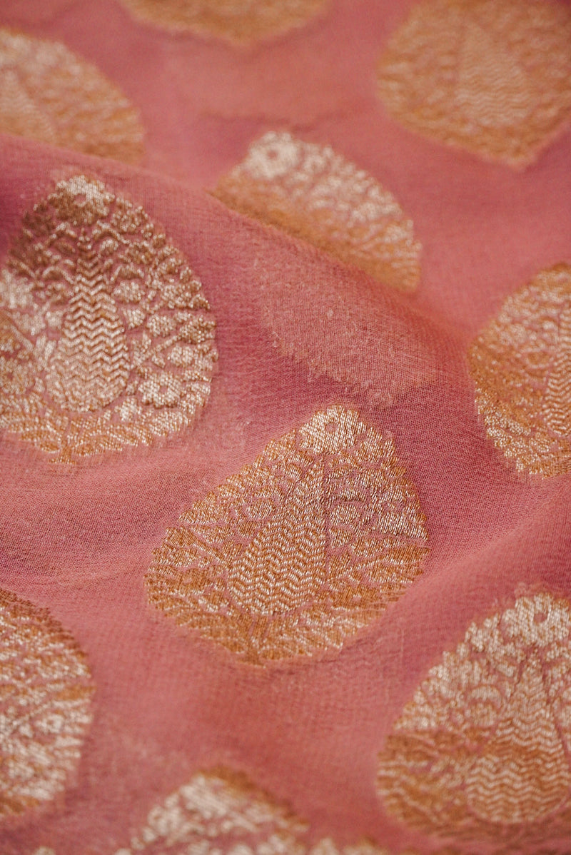 Handwoven Pink Banarasi Khaddi Georgette Saree